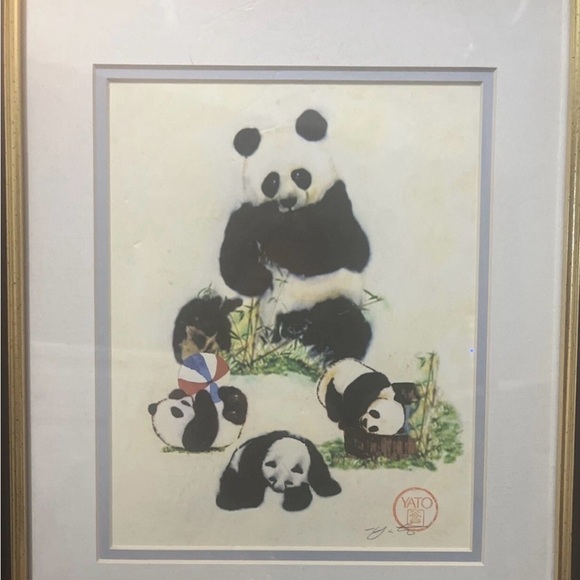 john yato Other - Vintage Playful Panda Signed John Yato Framed Print